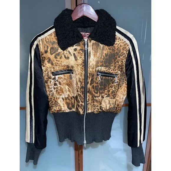 ジャケット・アウター 00s gimmick leopard deformed jacket Y2K Vintage Casual Y2K Leopard Printed Jacket for Women Quilted
